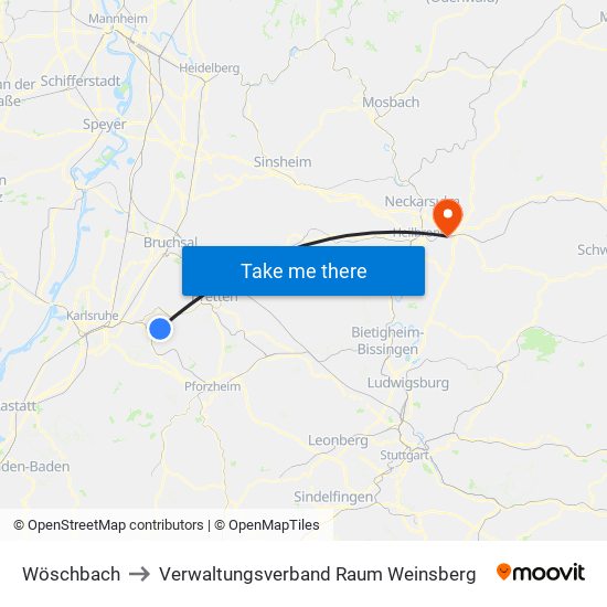 Wöschbach to Verwaltungsverband Raum Weinsberg map