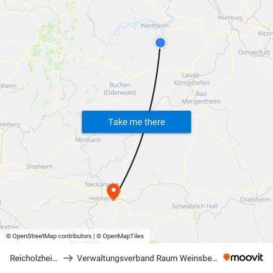 Reicholzheim to Verwaltungsverband Raum Weinsberg map