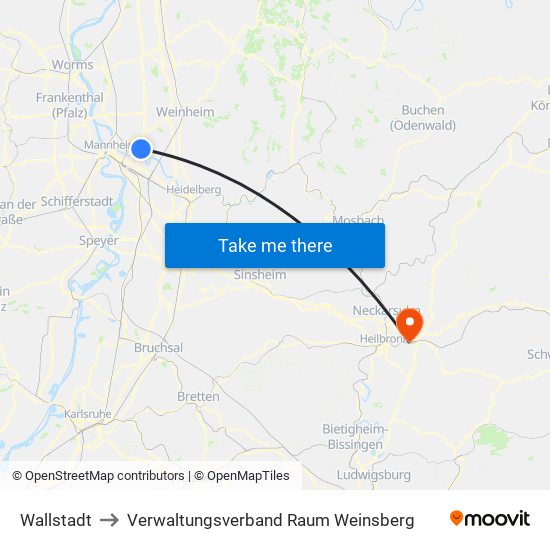 Wallstadt to Verwaltungsverband Raum Weinsberg map