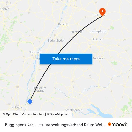 Buggingen (Kernort) to Verwaltungsverband Raum Weinsberg map