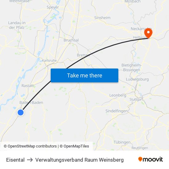 Eisental to Verwaltungsverband Raum Weinsberg map