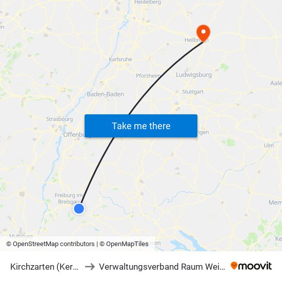 Kirchzarten (Kernort) to Verwaltungsverband Raum Weinsberg map