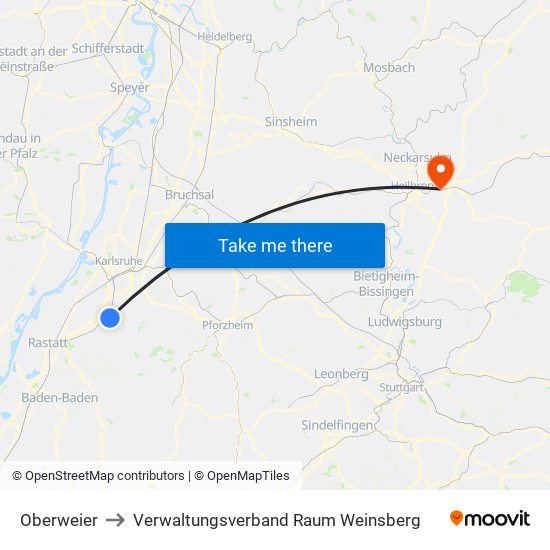 Oberweier to Verwaltungsverband Raum Weinsberg map