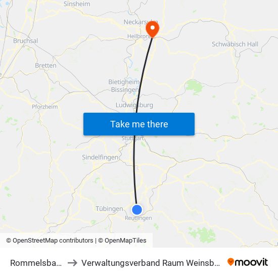 Rommelsbach to Verwaltungsverband Raum Weinsberg map