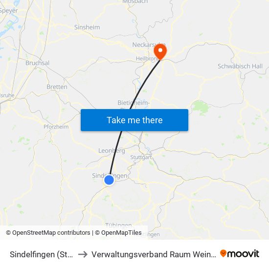 Sindelfingen (Stadt) to Verwaltungsverband Raum Weinsberg map