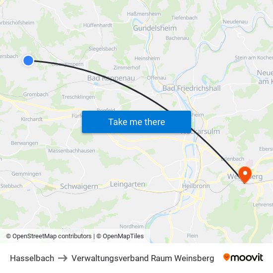 Hasselbach to Verwaltungsverband Raum Weinsberg map