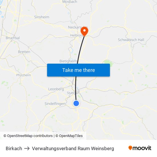 Birkach to Verwaltungsverband Raum Weinsberg map