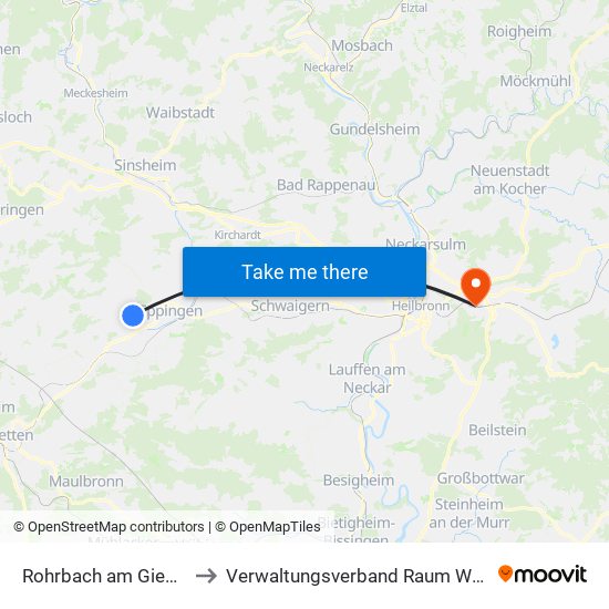 Rohrbach am Gießhübel to Verwaltungsverband Raum Weinsberg map
