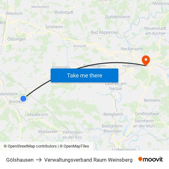 Gölshausen to Verwaltungsverband Raum Weinsberg map