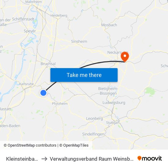 Kleinsteinbach to Verwaltungsverband Raum Weinsberg map