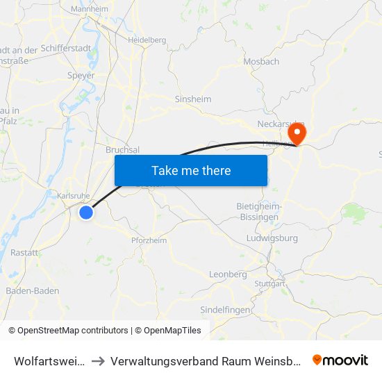 Wolfartsweier to Verwaltungsverband Raum Weinsberg map