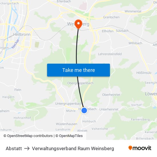 Abstatt to Verwaltungsverband Raum Weinsberg map