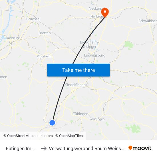 Eutingen Im Gäu to Verwaltungsverband Raum Weinsberg map