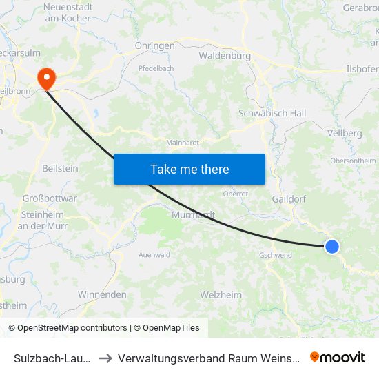 Sulzbach-Laufen to Verwaltungsverband Raum Weinsberg map