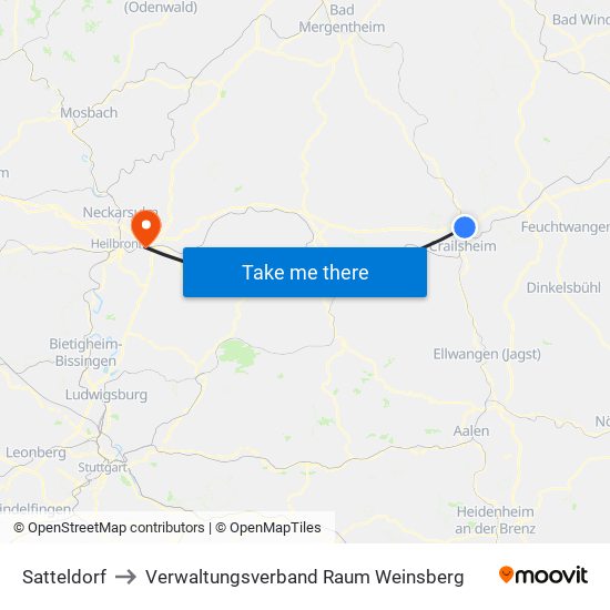 Satteldorf to Verwaltungsverband Raum Weinsberg map