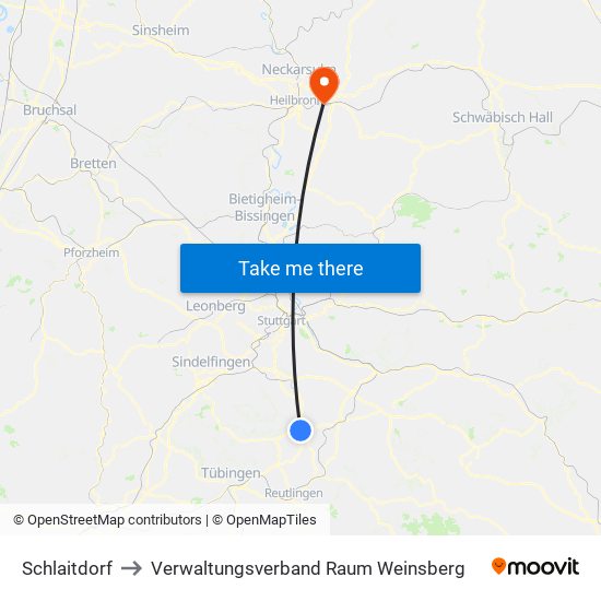 Schlaitdorf to Verwaltungsverband Raum Weinsberg map