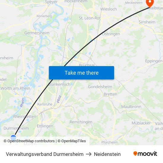 Verwaltungsverband Durmersheim to Neidenstein map