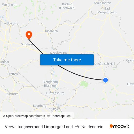 Verwaltungsverband Limpurger Land to Neidenstein map