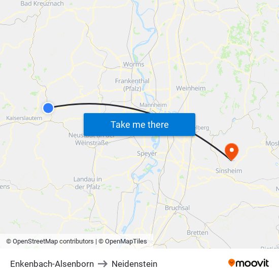 Enkenbach-Alsenborn to Neidenstein map