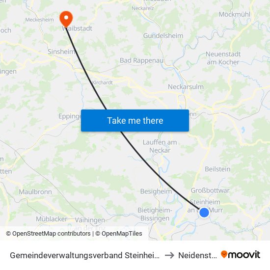 Gemeindeverwaltungsverband Steinheim-Murr to Neidenstein map