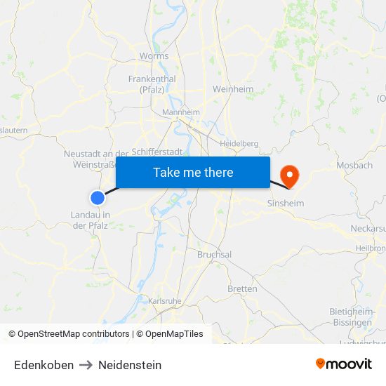 Edenkoben to Neidenstein map