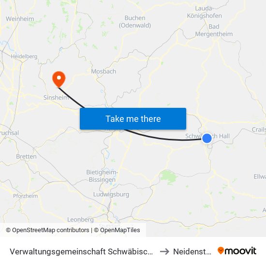 Verwaltungsgemeinschaft Schwäbisch Hall to Neidenstein map