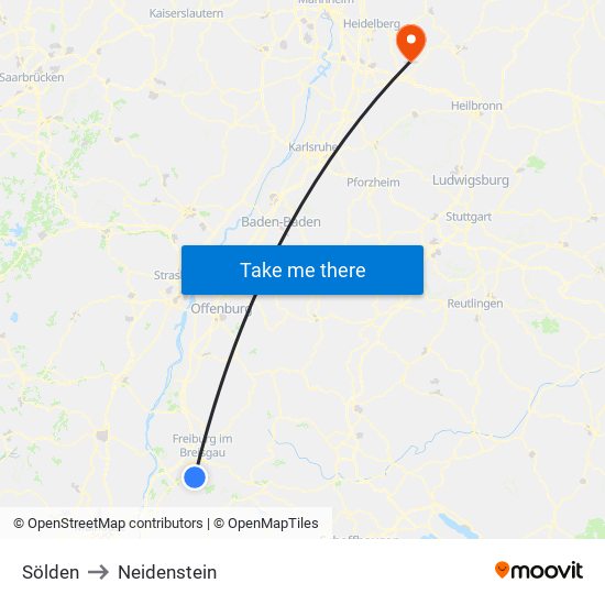 Sölden to Neidenstein map