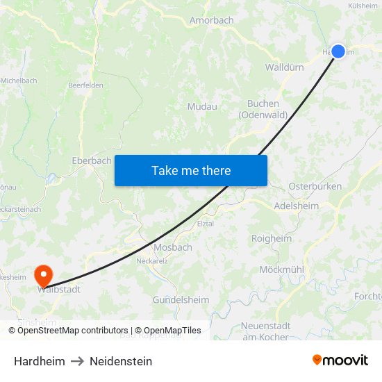 Hardheim to Neidenstein map