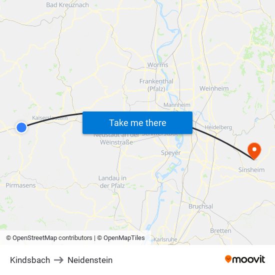 Kindsbach to Neidenstein map