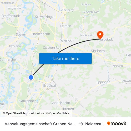 Verwaltungsgemeinschaft Graben-Neudorf to Neidenstein map