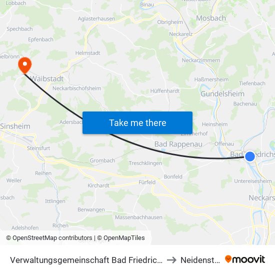 Verwaltungsgemeinschaft Bad Friedrichshall to Neidenstein map