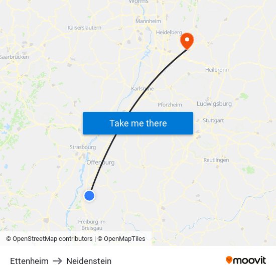 Ettenheim to Neidenstein map