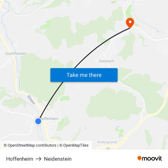 Hoffenheim to Neidenstein map