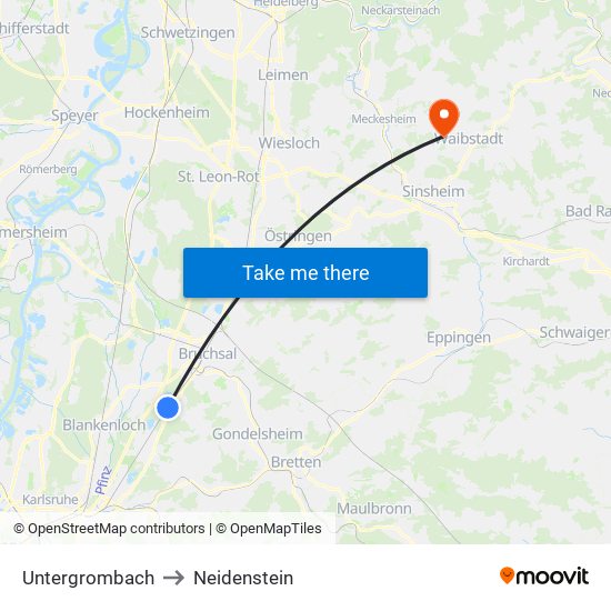 Untergrombach to Neidenstein map