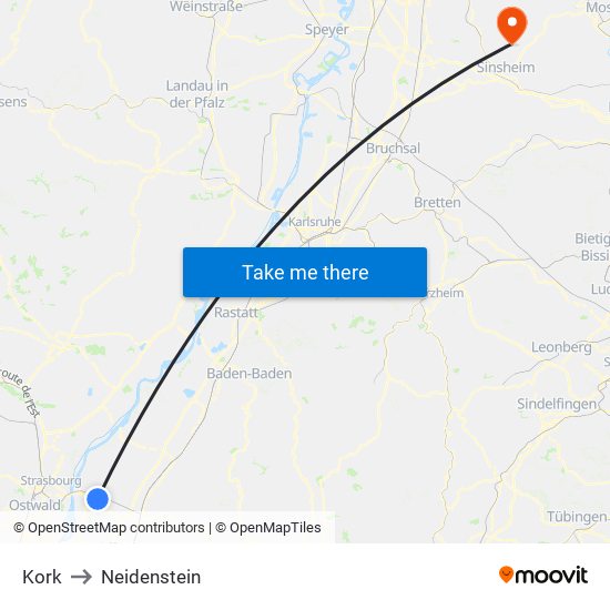 Kork to Neidenstein map