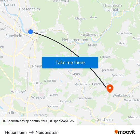 Neuenheim to Neidenstein map