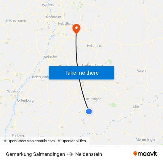 Gemarkung Salmendingen to Neidenstein map