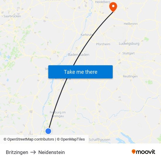 Britzingen to Neidenstein map