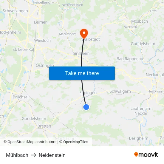 Mühlbach to Neidenstein map