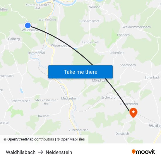 Waldhilsbach to Neidenstein map