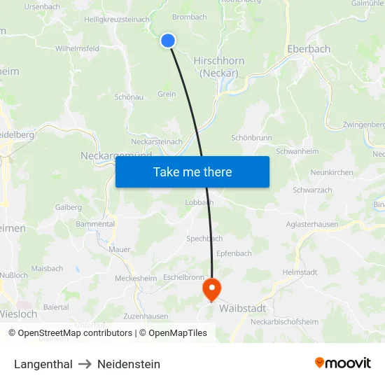 Langenthal to Neidenstein map
