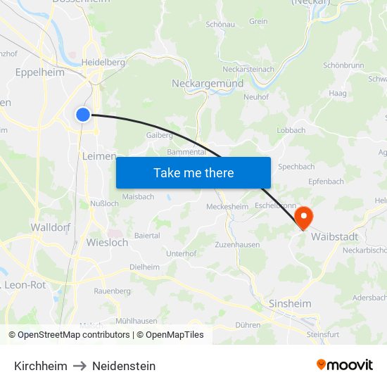 Kirchheim to Neidenstein map