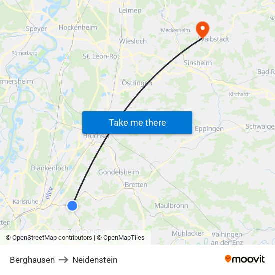 Berghausen to Neidenstein map