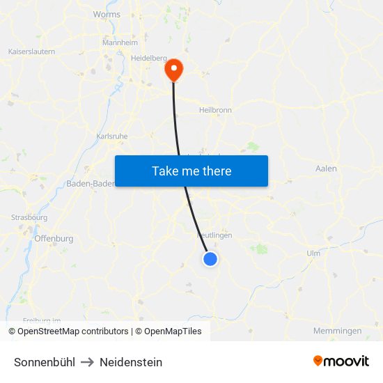 Sonnenbühl to Neidenstein map