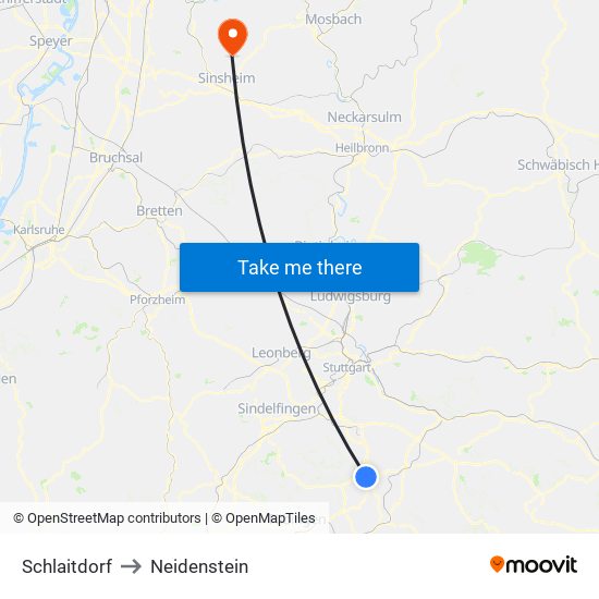 Schlaitdorf to Neidenstein map