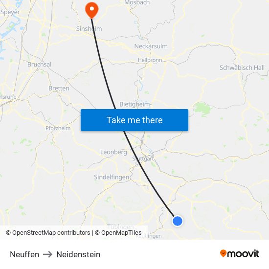 Neuffen to Neidenstein map