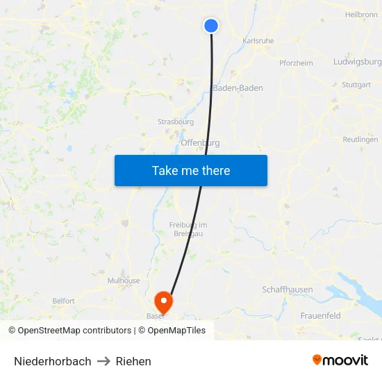 Niederhorbach to Riehen map