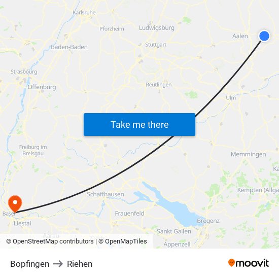 Bopfingen to Riehen map