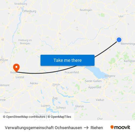 Verwaltungsgemeinschaft Ochsenhausen to Riehen map