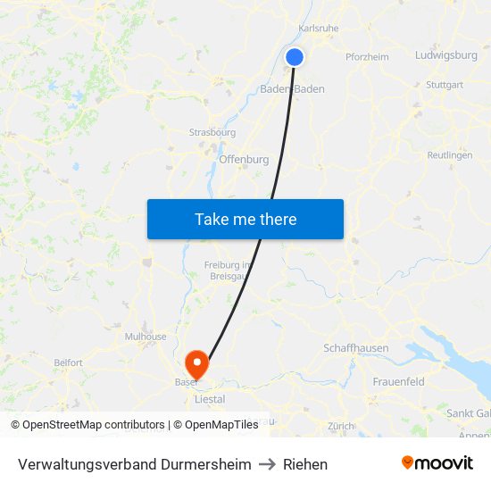 Verwaltungsverband Durmersheim to Riehen map